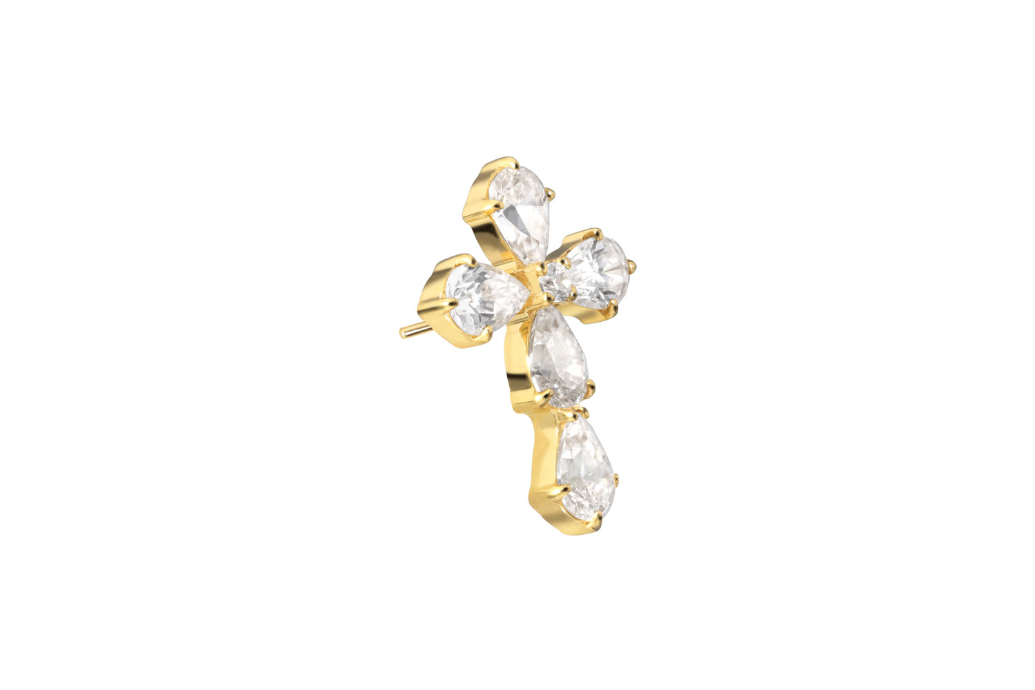 Titan Aufsatz mit Push Pin KRISTALLKREUZ von Piercingline